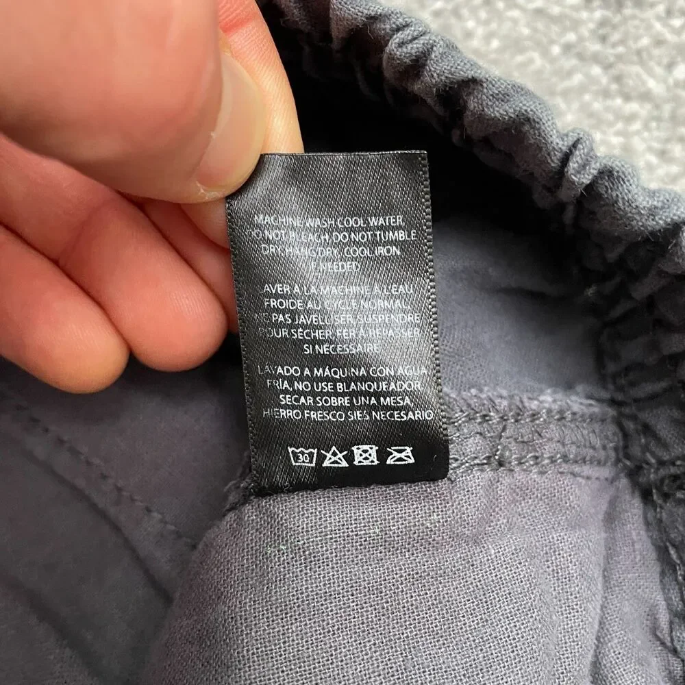 Onia Linen Blend Pants Womens Medium Dark Gray Drawstring Casual Outdoor 34x30.5